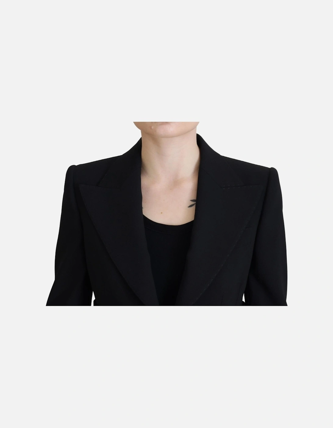 Pleated Waist Blazer Black Women Jackets