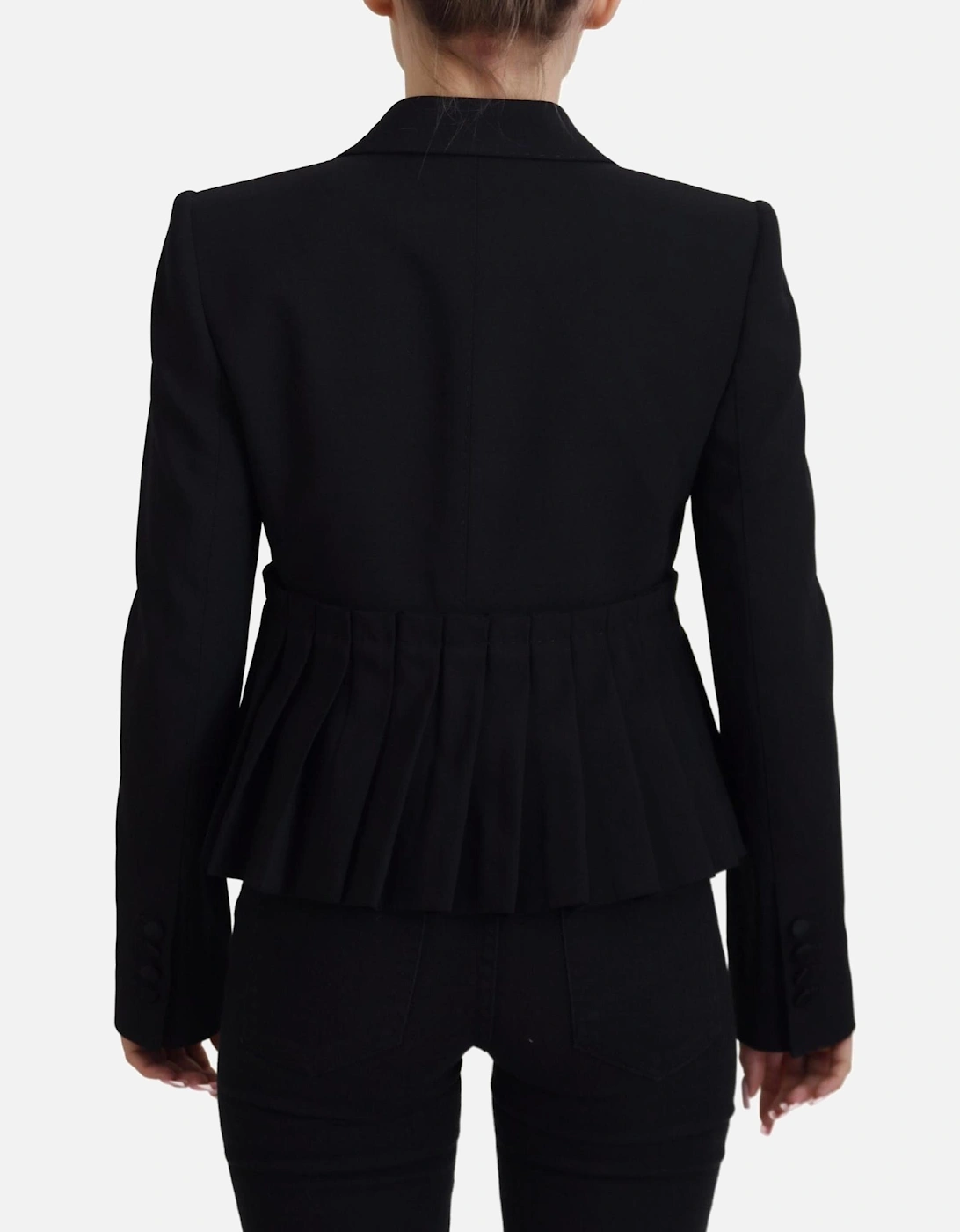 Pleated Waist Blazer Black Women Jackets