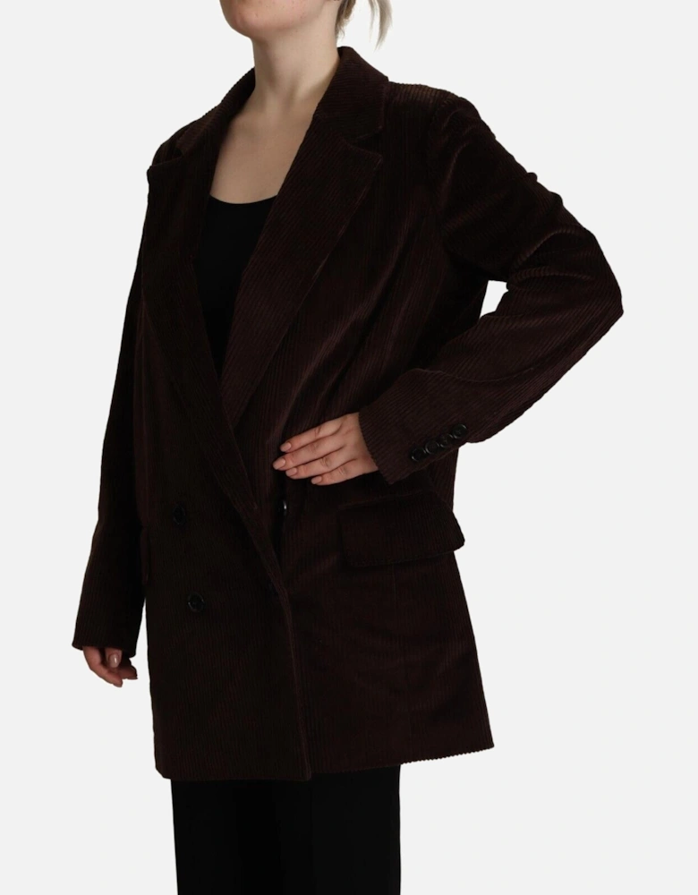 Corduroy Blazer Double Breasted Women - Bordeaux Jackets