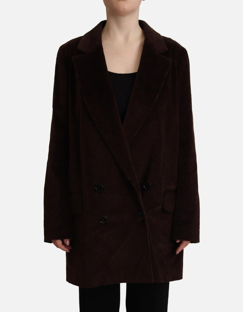 Corduroy Blazer Double Breasted Women - Bordeaux Jackets