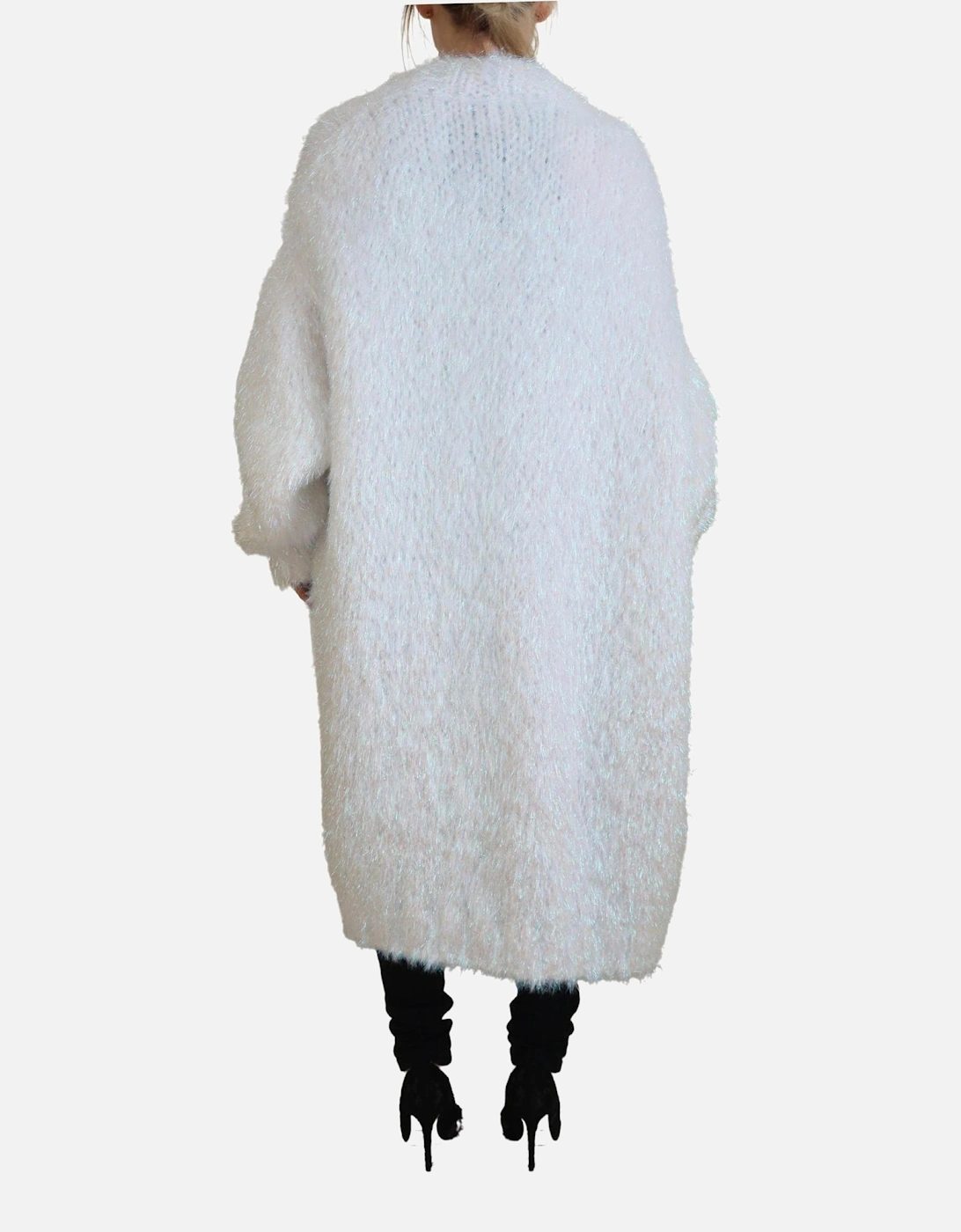 Mohair Cardigan Longline Oversized Women - White Jackets