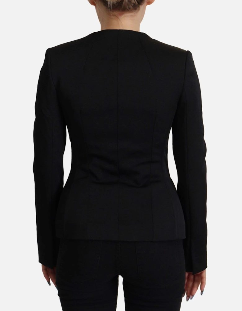 Snap Long Sleeves Slim Fit Jacket Women - Black Jackets