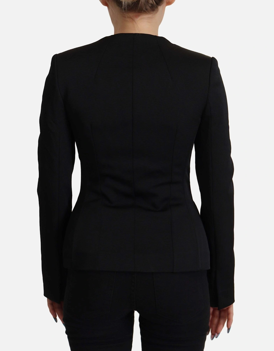 Snap Long Sleeves Slim Fit Jacket Women - Black Jackets