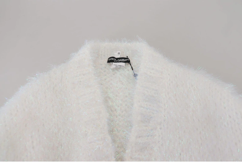 Mohair Cardigan Longline Oversized Women - White Jackets