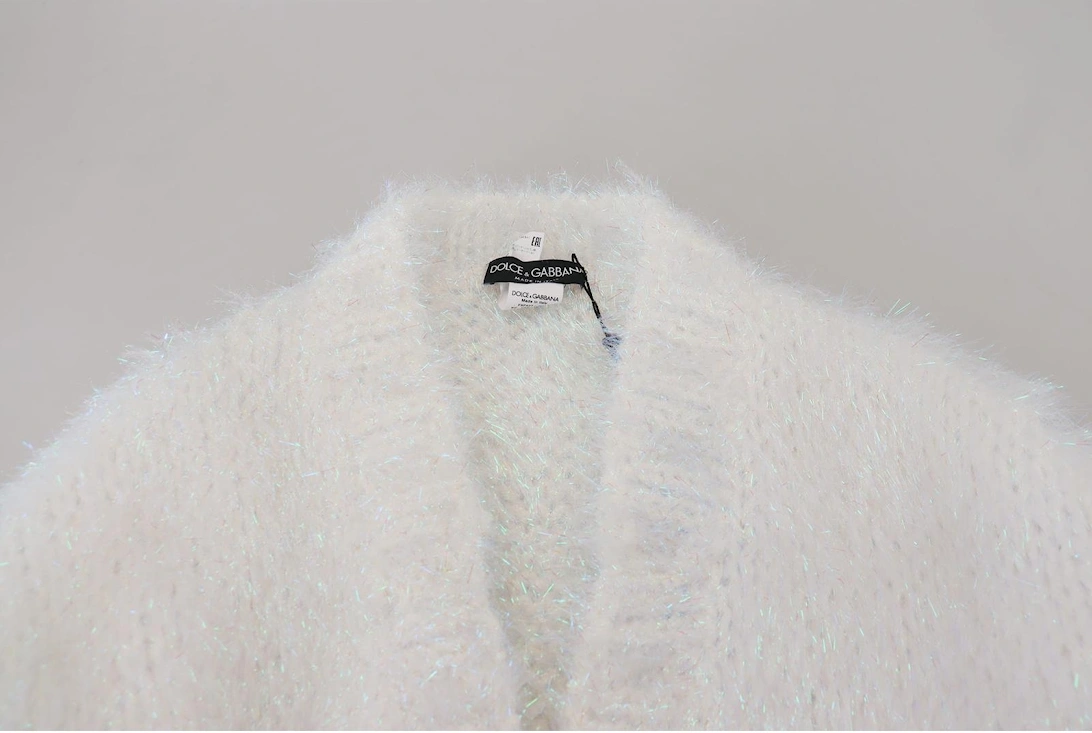 Mohair Cardigan Longline Oversized Women - White Jackets