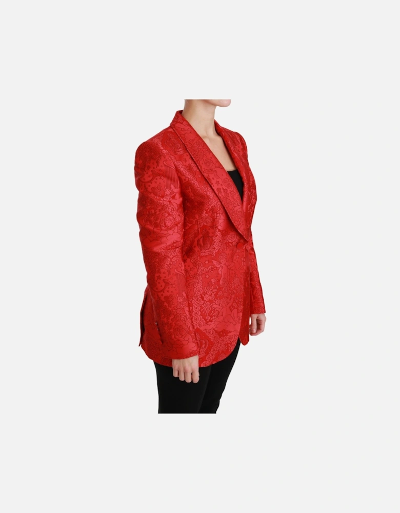 Red Cherub Rose Print Blazer Women Suits