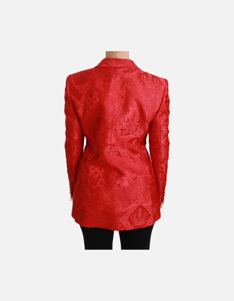 Red Cherub Rose Print Blazer Women Suits