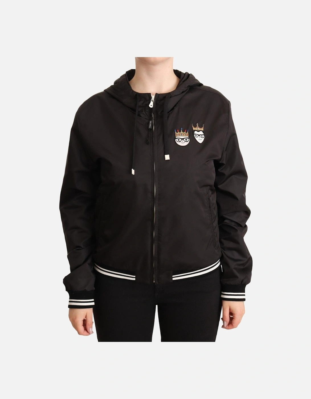 Dolce Gabbana Hooded Jacket King and Queen Patch Women - Black Jackets, 7 of 6