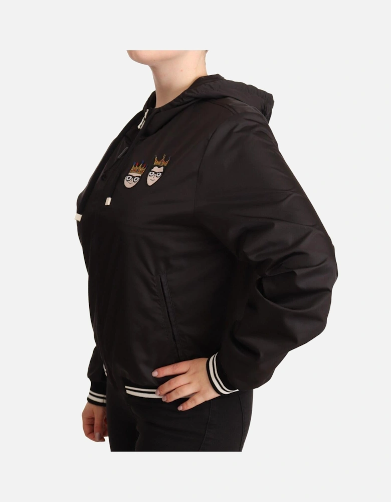Dolce Gabbana Hooded Jacket King and Queen Patch Women - Black Jackets