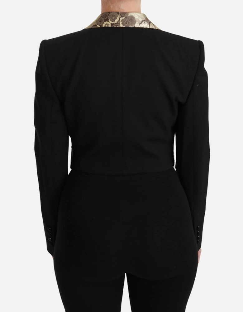 Dolce Gabbana Blazer Gold Brocade Leopard Print Women - Black Jackets