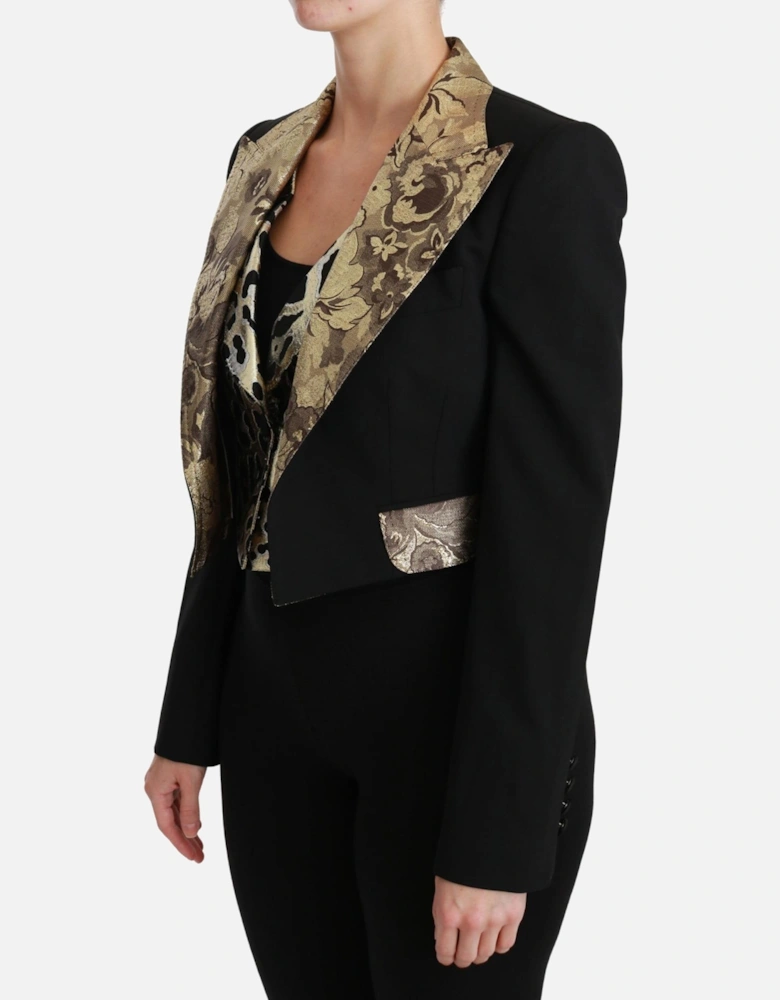 Dolce Gabbana Blazer Gold Brocade Leopard Print Women - Black Jackets