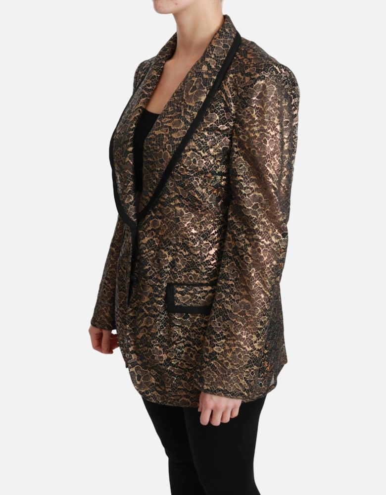 Lace Blazer Metallic Style Women - Gold Jackets