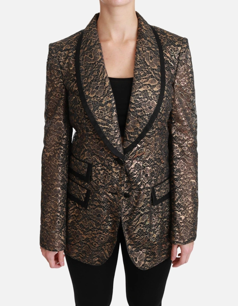 Lace Blazer Metallic Style Women - Gold Jackets