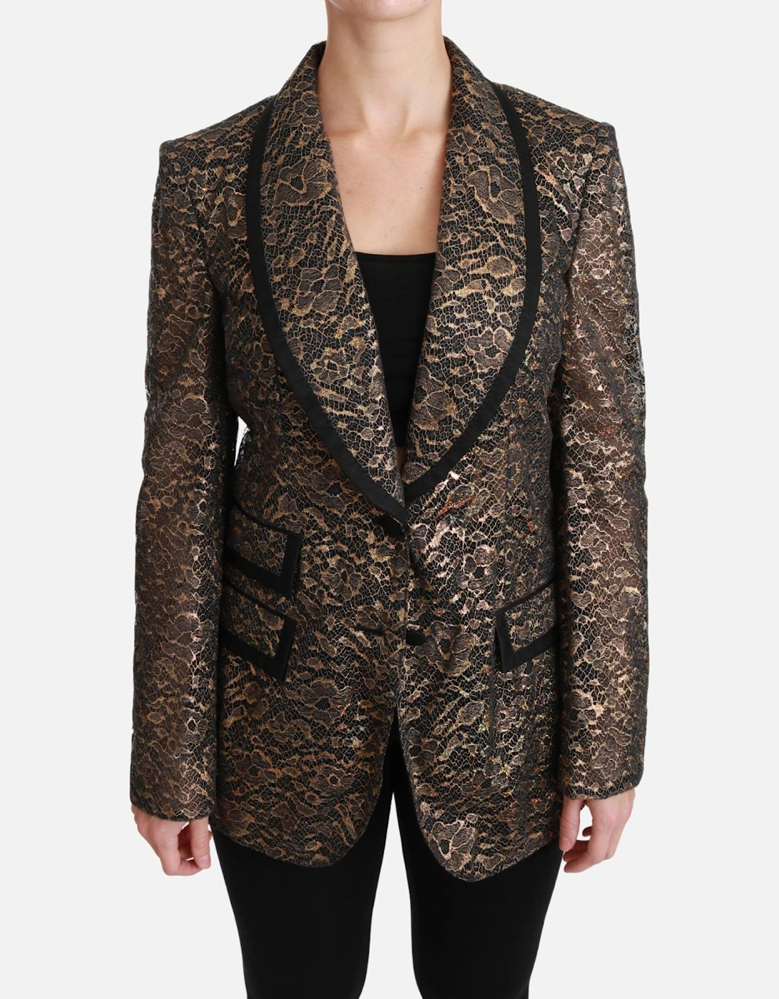 Lace Blazer Metallic Style Women - Gold Jackets, 6 of 5