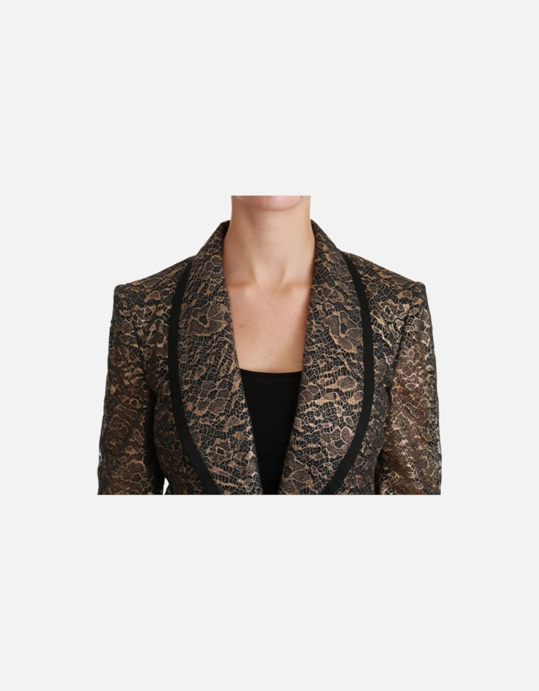 Lace Blazer Metallic Style Women - Gold Jackets