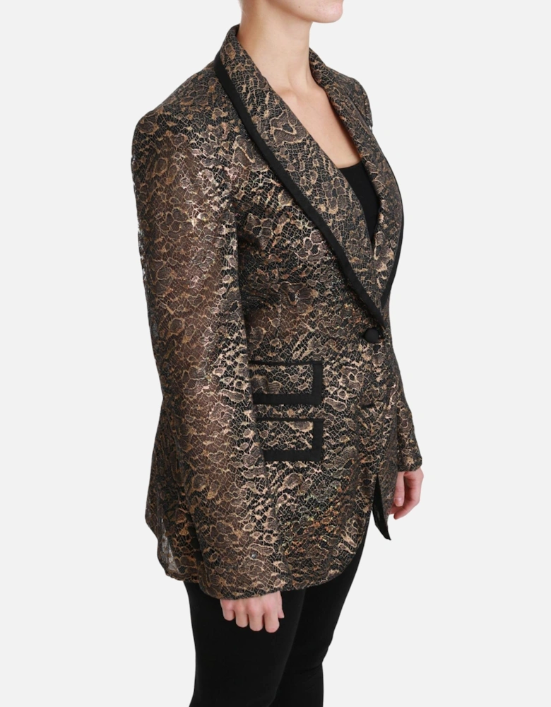 Lace Blazer Metallic Style Women - Gold Jackets