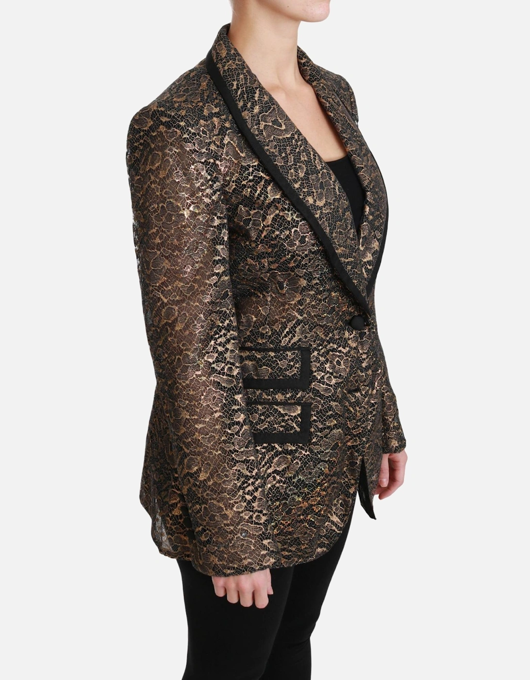 Lace Blazer Metallic Style Women - Gold Jackets