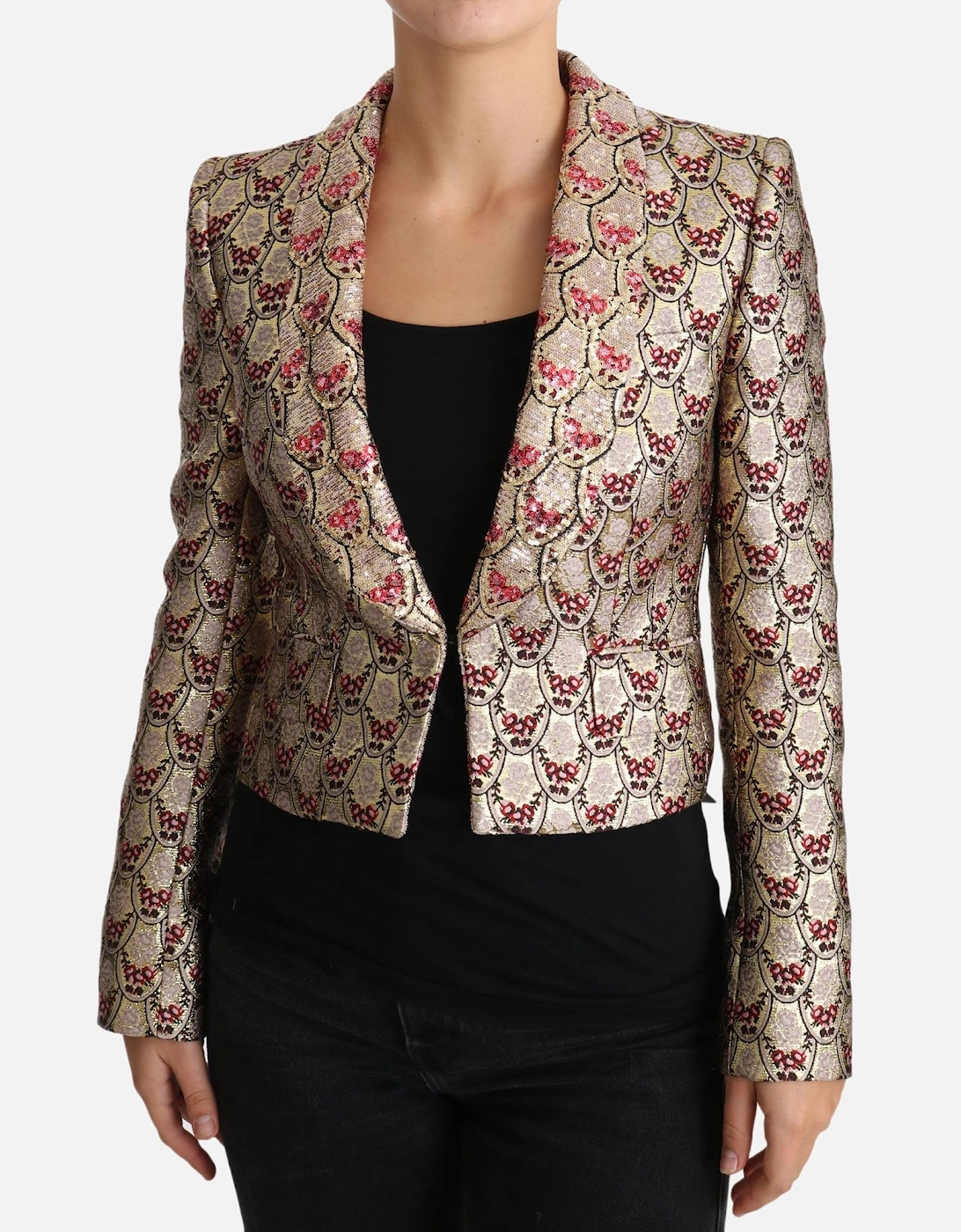 Dolce Gabbana Brocade Jacket Floral Long Sleeves Women - Gold Jackets, 6 of 5