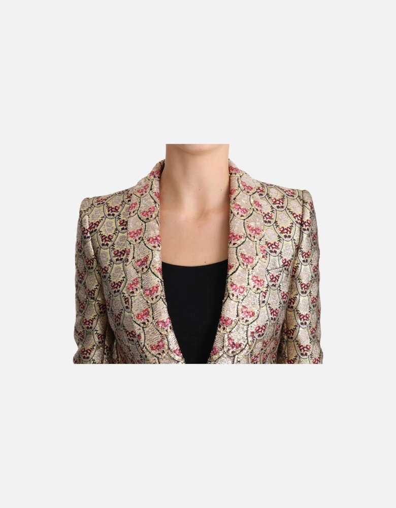 Dolce Gabbana Brocade Jacket Floral Long Sleeves Women - Gold Jackets