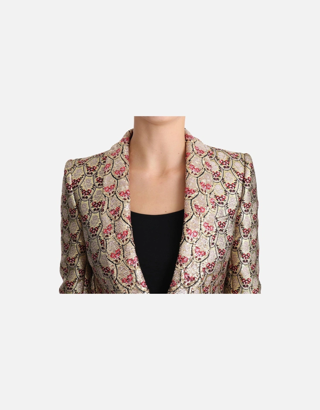Dolce Gabbana Brocade Jacket Floral Long Sleeves Women - Gold Jackets