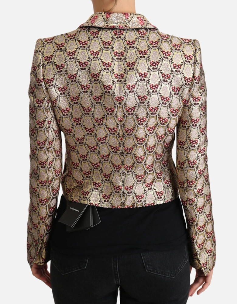 Dolce Gabbana Brocade Jacket Floral Long Sleeves Women - Gold Jackets
