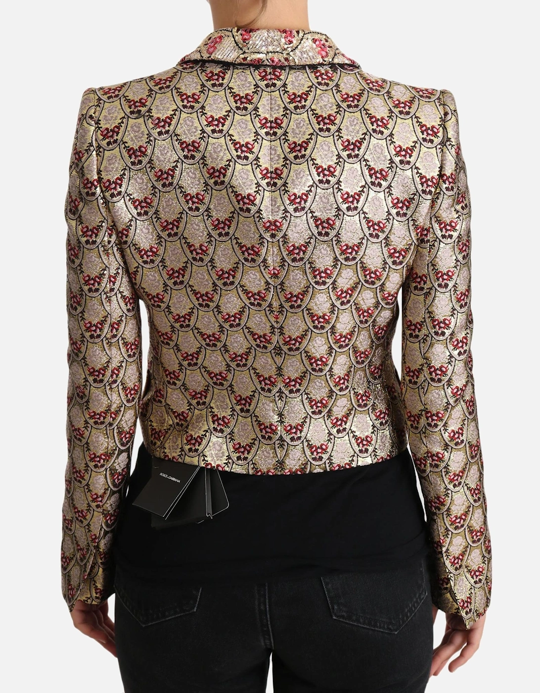 Dolce Gabbana Brocade Jacket Floral Long Sleeves Women - Gold Jackets