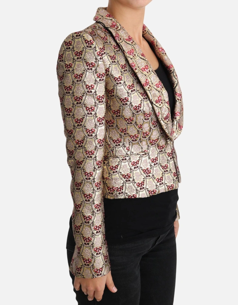 Dolce Gabbana Brocade Jacket Floral Long Sleeves Women - Gold Jackets