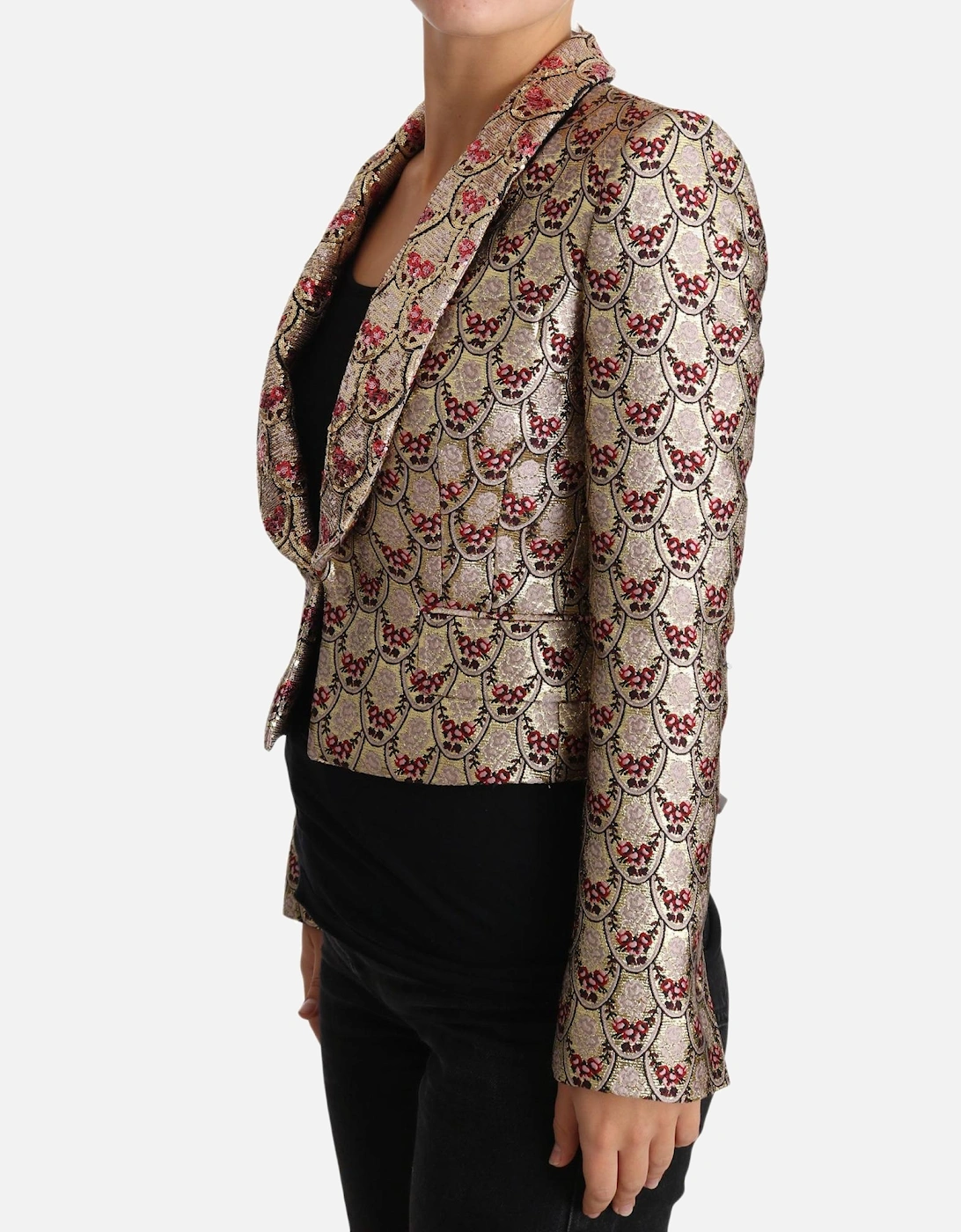 Dolce Gabbana Brocade Jacket Floral Long Sleeves Women - Gold Jackets