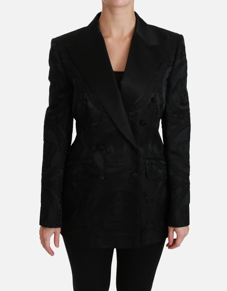 Paisley Embossed DoubleBreasted Blazer Men - Black Jackets