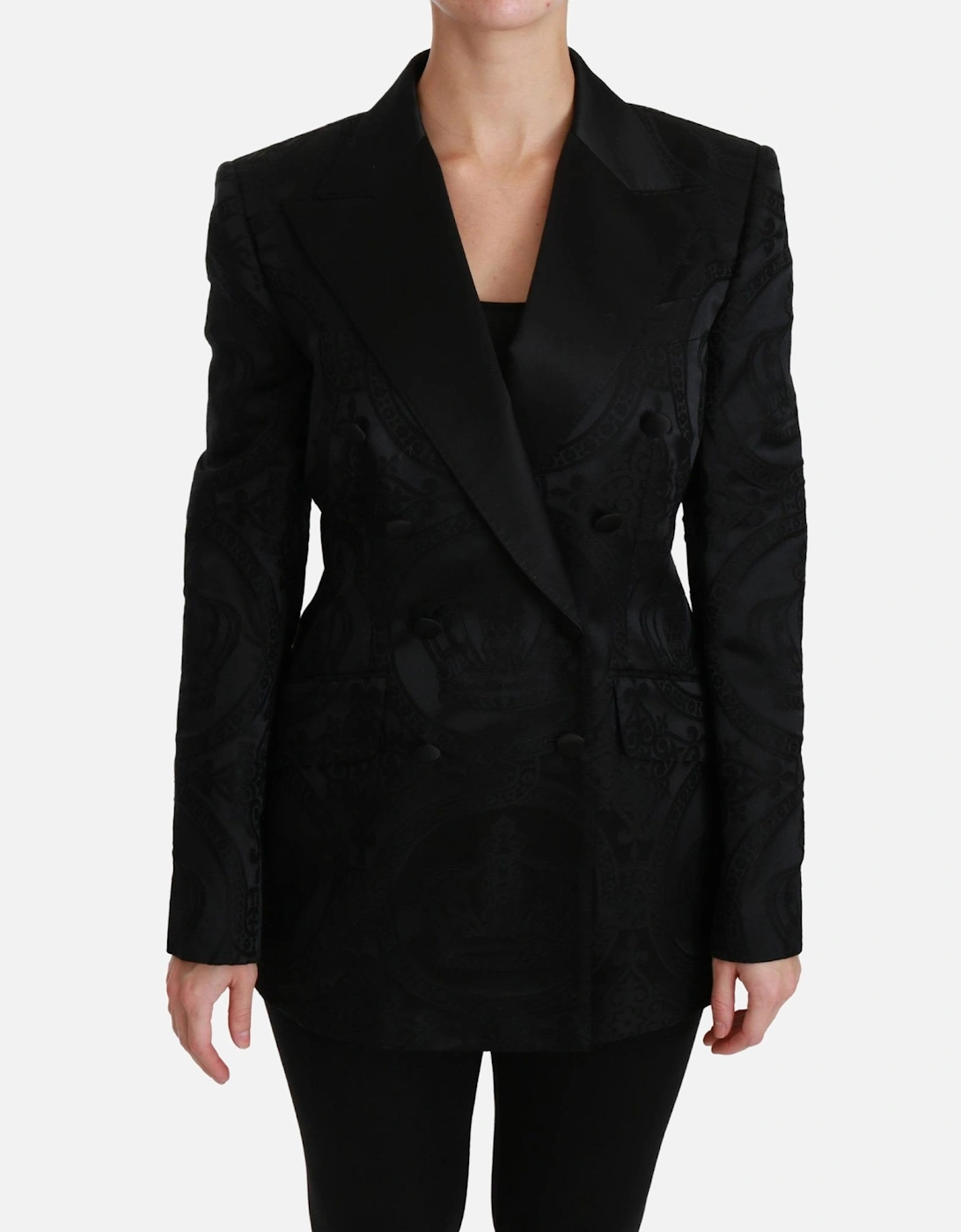 Paisley Embossed DoubleBreasted Blazer Men - Black Jackets, 6 of 5