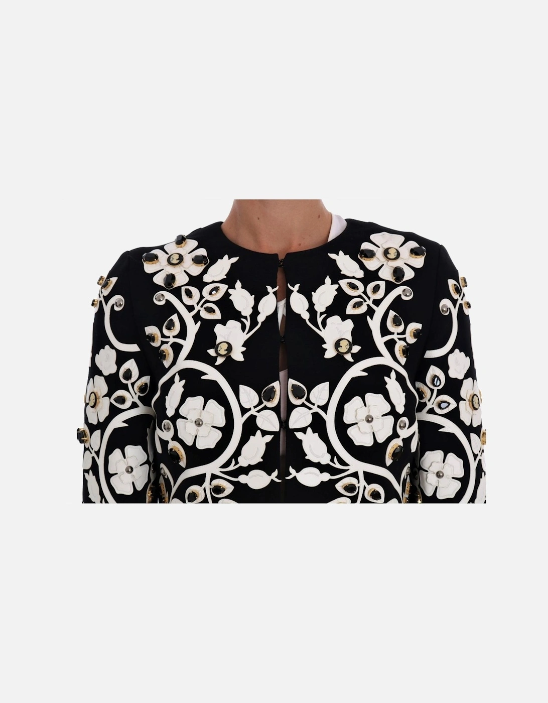Dolce Gabbana Floral Embellished Jacket Women - Blackwhite Jackets