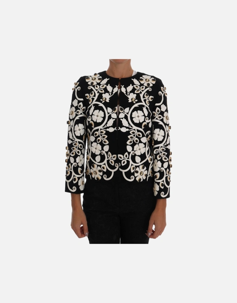 Dolce Gabbana Floral Embellished Jacket Women - Blackwhite Jackets