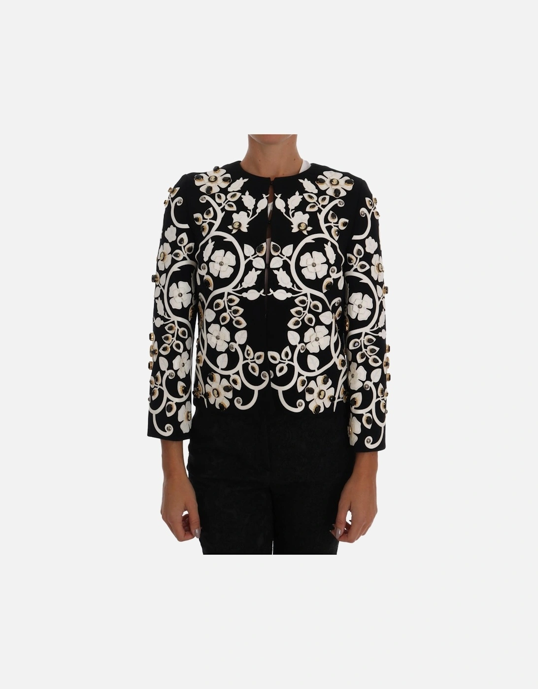 Dolce Gabbana Floral Embellished Jacket Women - Blackwhite Jackets, 7 of 6