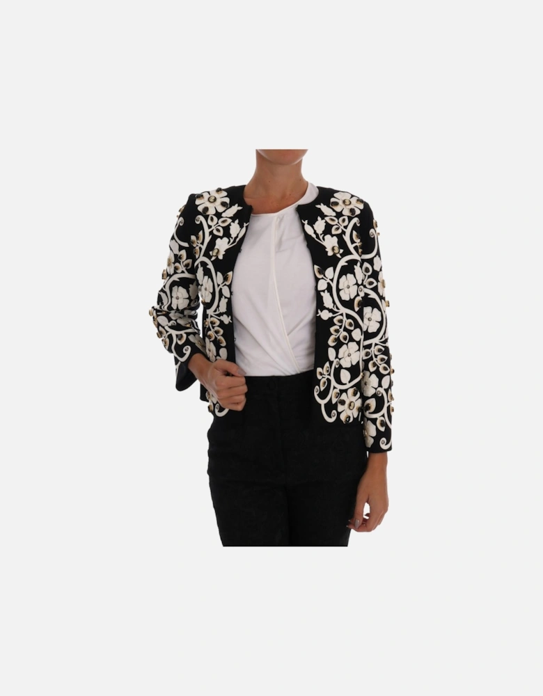 Dolce Gabbana Floral Embellished Jacket Women - Blackwhite Jackets