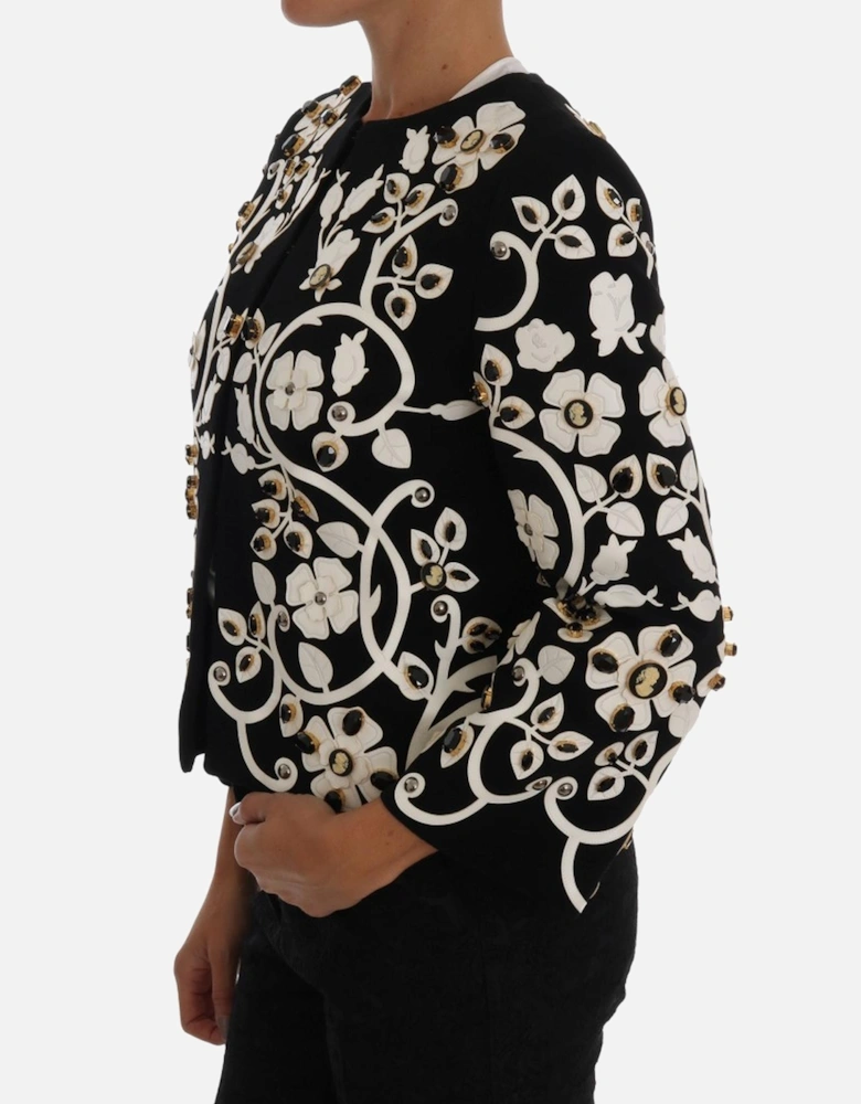Dolce Gabbana Floral Embellished Jacket Women - Blackwhite Jackets
