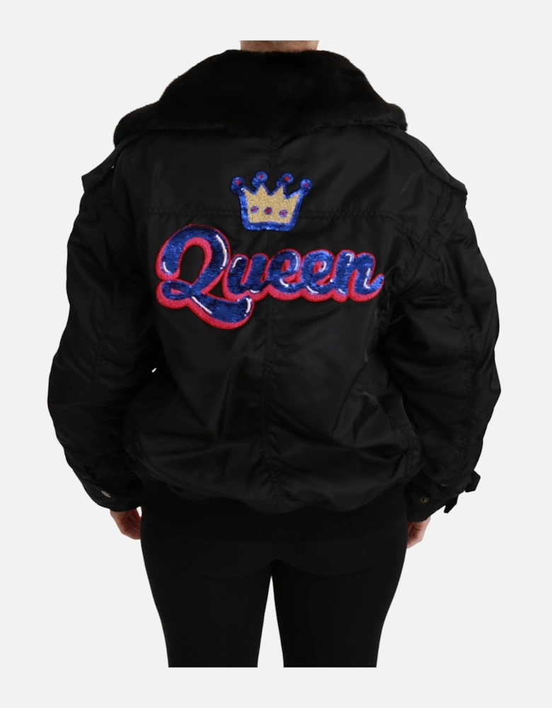 Dolce Gabbana Sequin Bomber Jacket Black Women Jackets