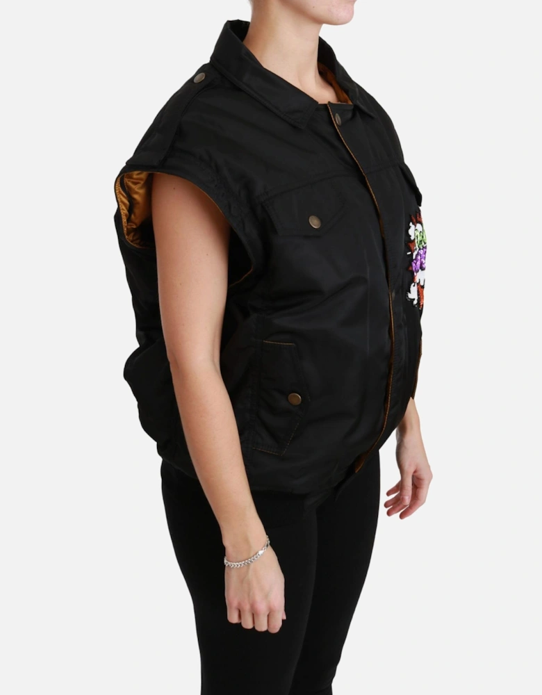 Dolce Gabbana Sequin Bomber Jacket Black Women Jackets