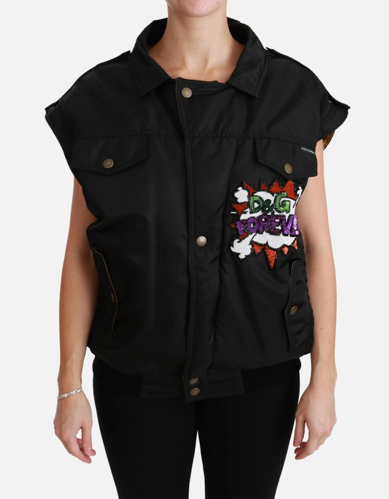 Dolce Gabbana Sequin Bomber Jacket Black Women Jackets