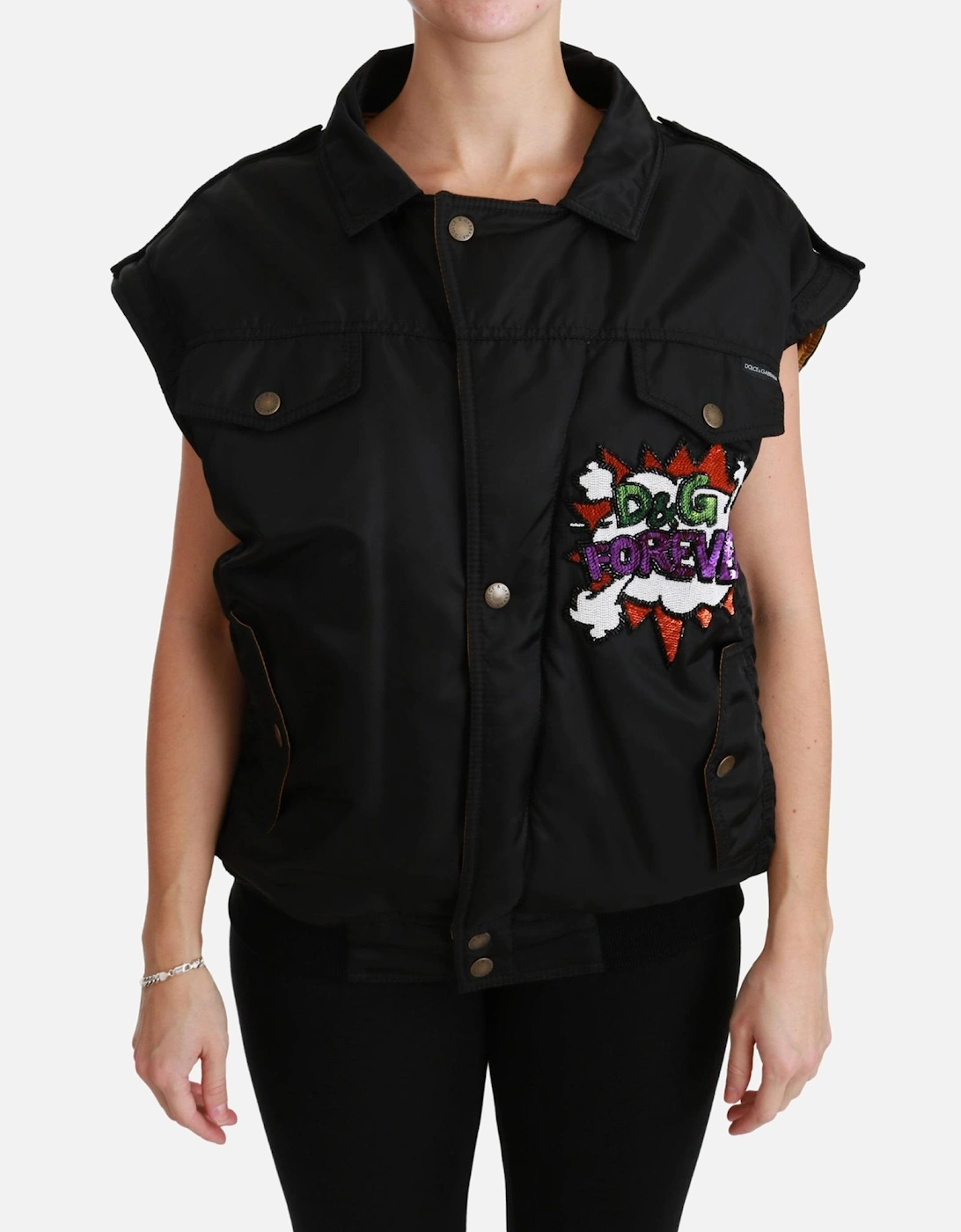 Dolce Gabbana Sequin Bomber Jacket Black Women Jackets