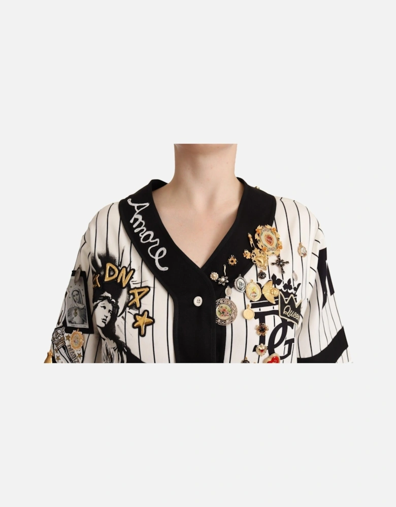 Dolce Gabbana Baseball Shirt Short Sleeves Women - Blackwhite T-Shirts