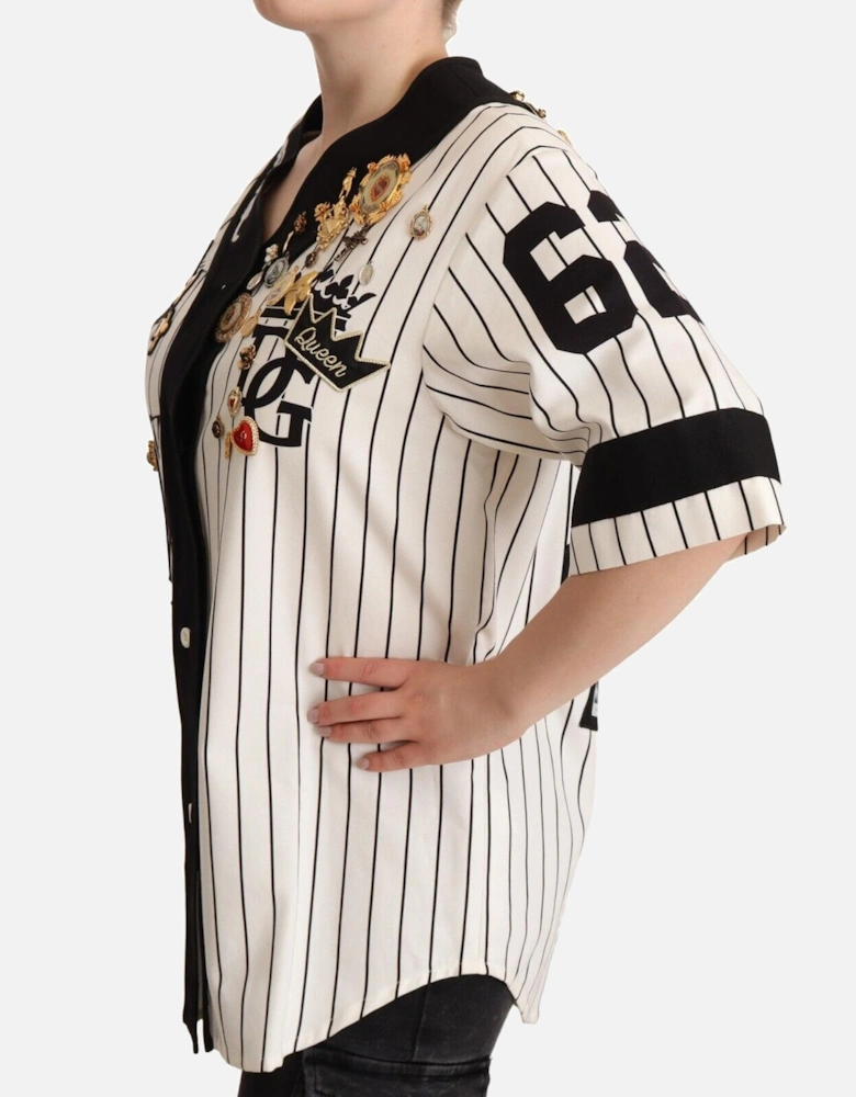 Dolce Gabbana Baseball Shirt Short Sleeves Women - Blackwhite T-Shirts