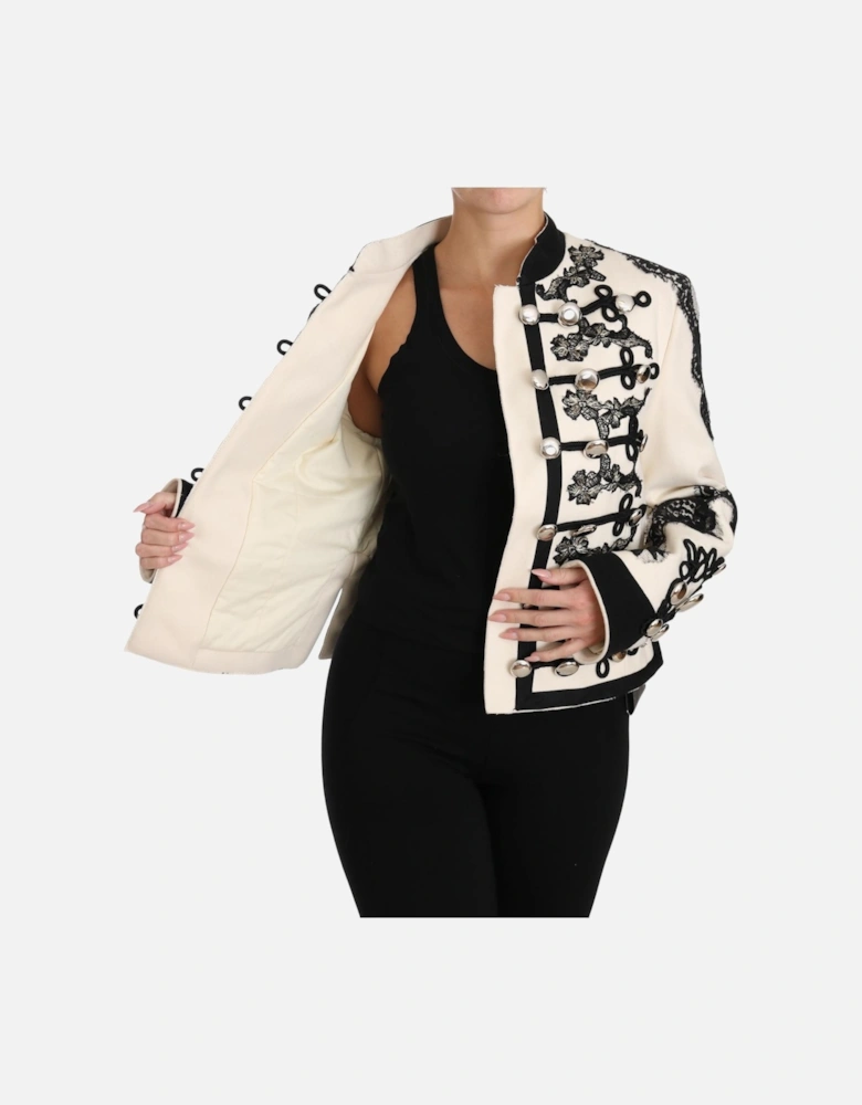 Military Jacket Lace Detailing Women - White Jackets