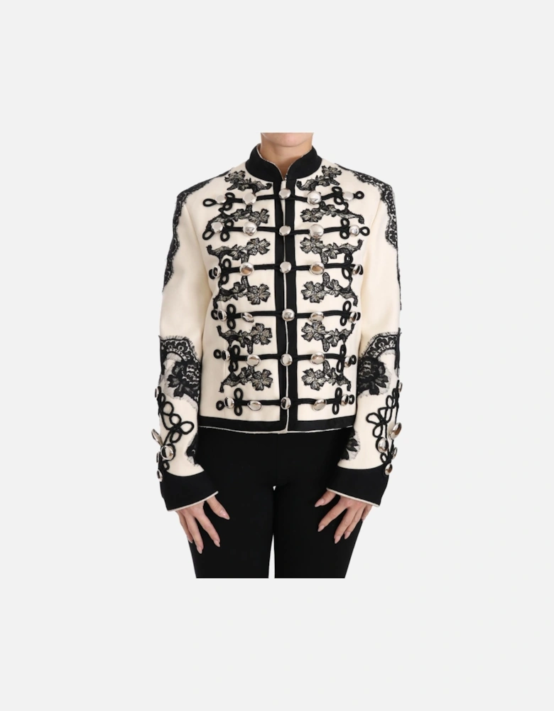 Military Jacket Lace Detailing Women - White Jackets