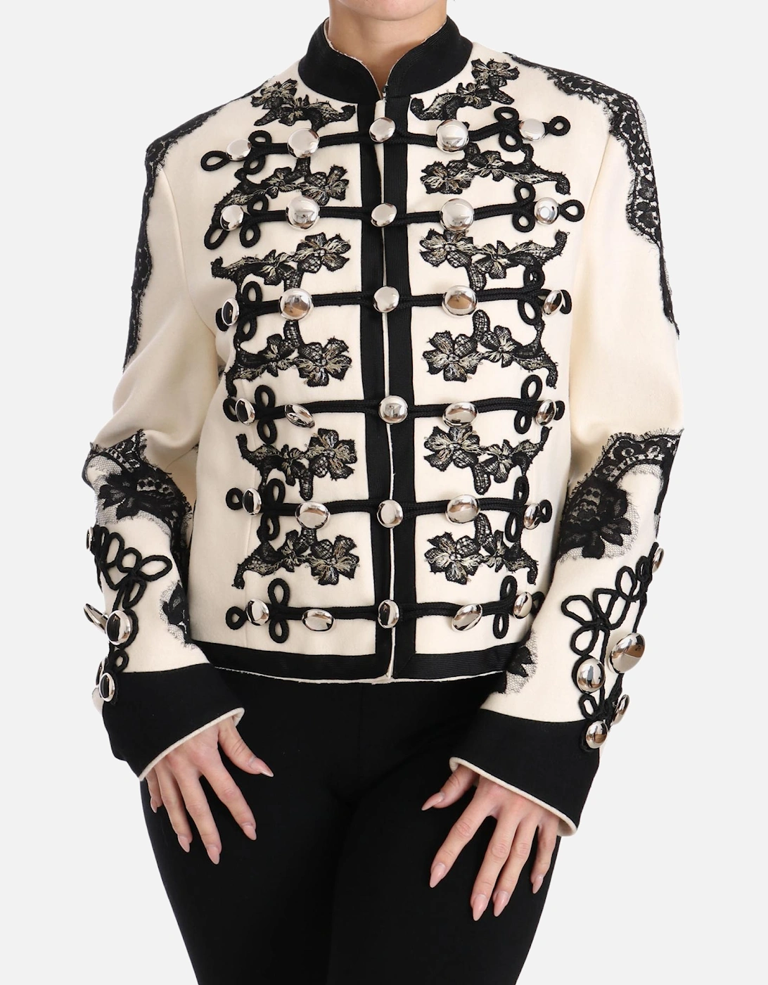 Military Jacket Lace Detailing Women - White Jackets
