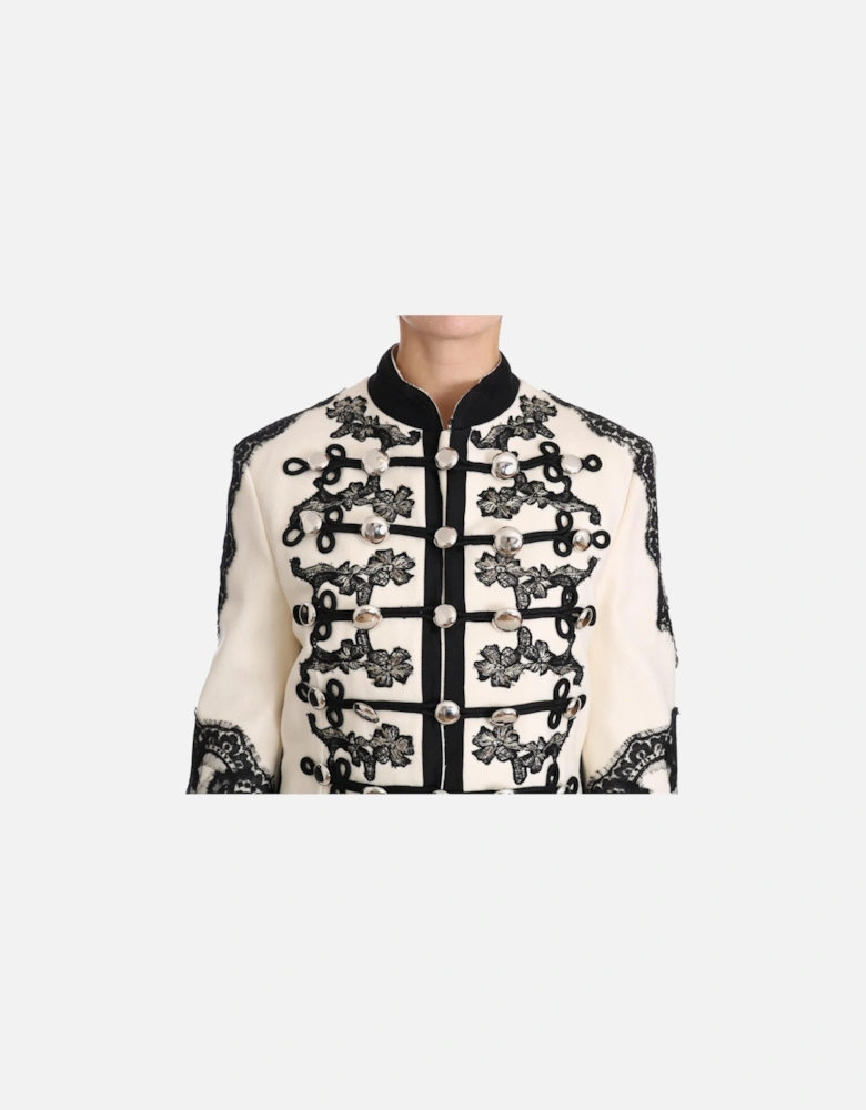 Military Jacket Lace Detailing Women - White Jackets