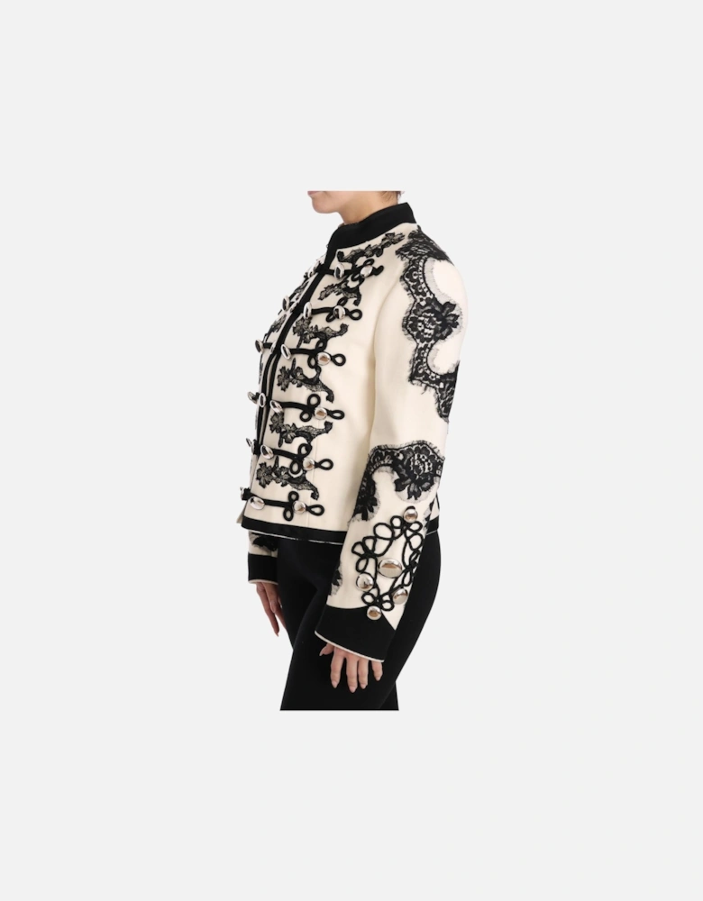 Military Jacket Lace Detailing Women - White Jackets
