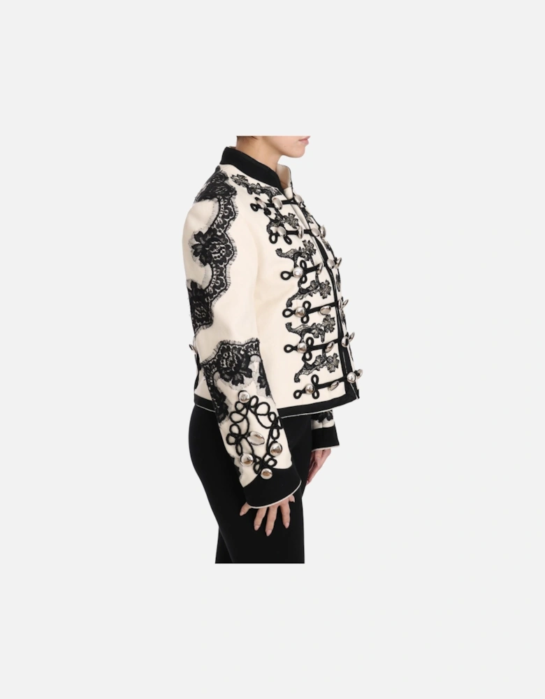 Military Jacket Lace Detailing Women - White Jackets