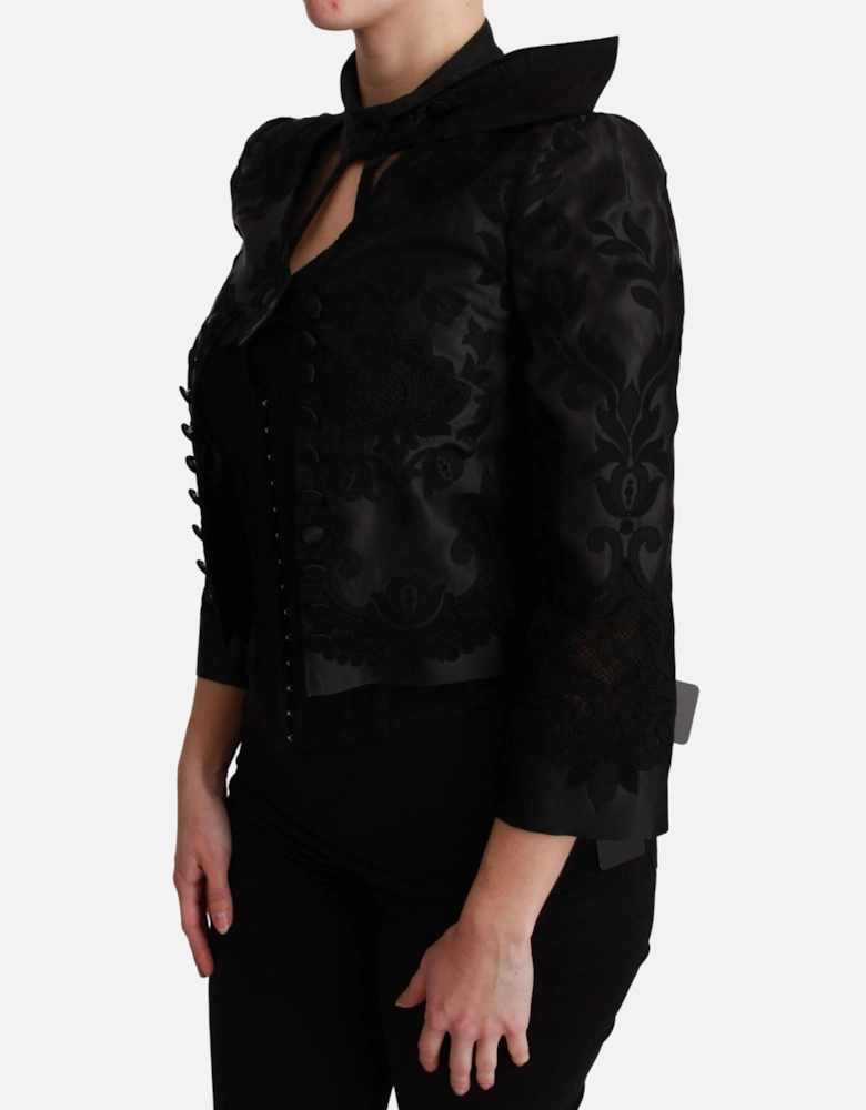 Floral Embroidered Blazer Jacket Women - Black Suits
