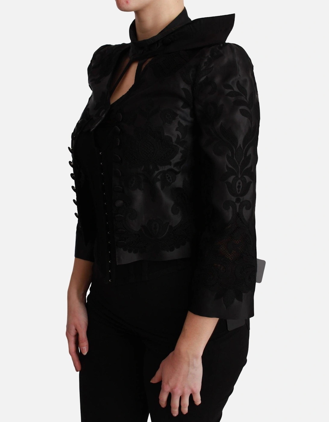 Floral Embroidered Blazer Jacket Women - Black Suits