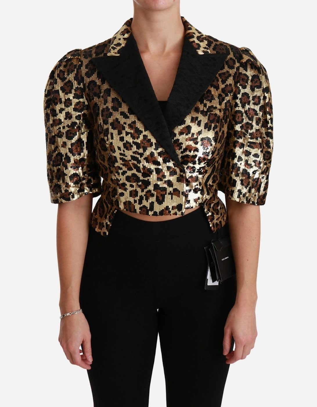 Dolce Gabbana Sequin Leopard Jacket Short Sleeves Women - Gold Jackets, 6 of 5